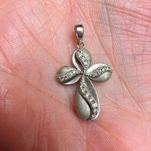 CZ Sterling Silver 925 Cross Necklace Pendant